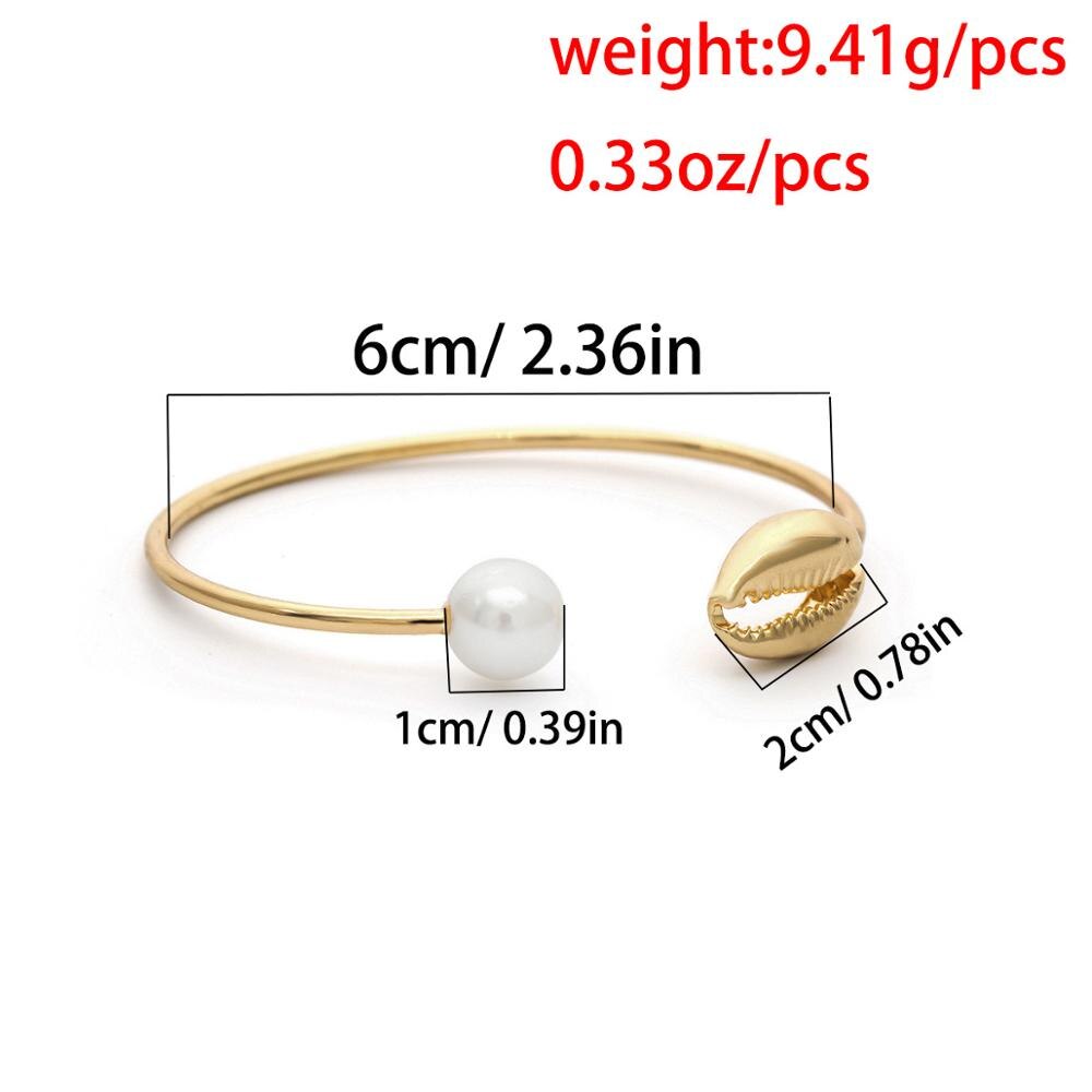J. zonneschijn Twee-tone Boho Natuurlijke Shell Armbanden Bangles Eenvoudige Seaside Porceleinslak Imitatie Parel Armband op Vrouwen Hand Beach Sieraden