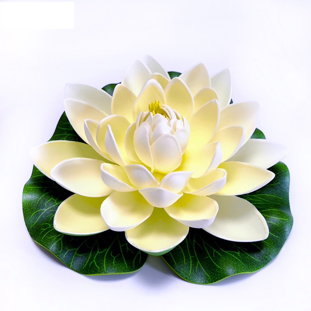 Artificial Floating Lotus Flowers Water Lily Leaf Pad Ornaments Pond Pool Aquarium Home Garden Wedding Party Decoration: White