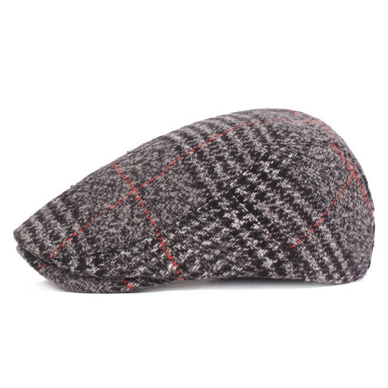 FS-Boina a cuadros de Tweed británico para hombre, gorros de lana plana, hiedra, Boina clásica a rayas, primavera e invierno