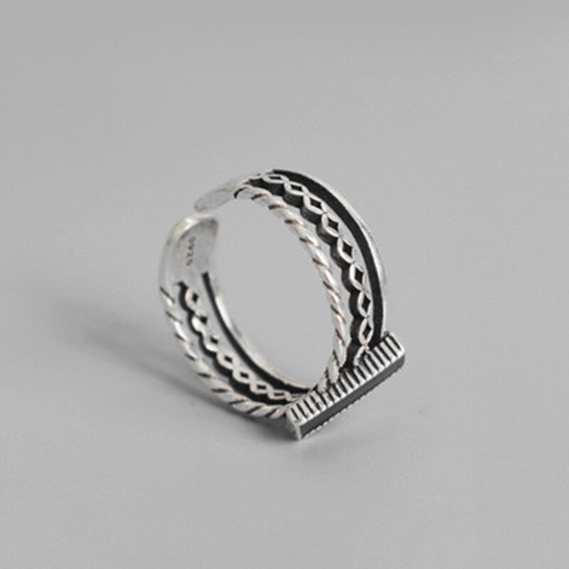 Foxanry Minimalistischen 925 Sterling Silber Rechteck Ringe für Frauen Engagement Persönlichkeit Schmuck Neue Zubehör