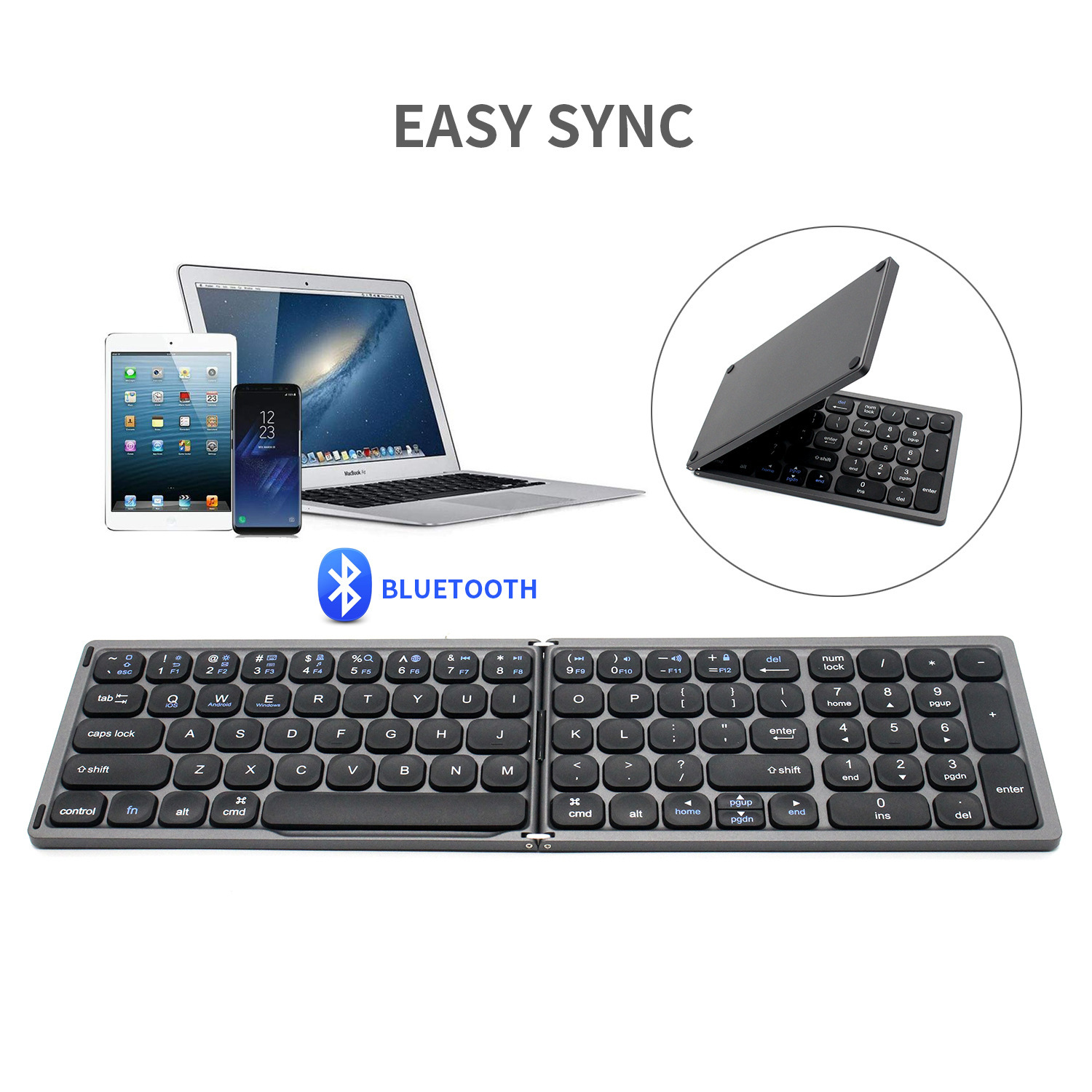 Faltbare Folding Drahtlose Bluetooth Tastatur mit Numerische FK328 Mini Tasche Tastatur für Windows Android IOS Tablet iPad Telefon