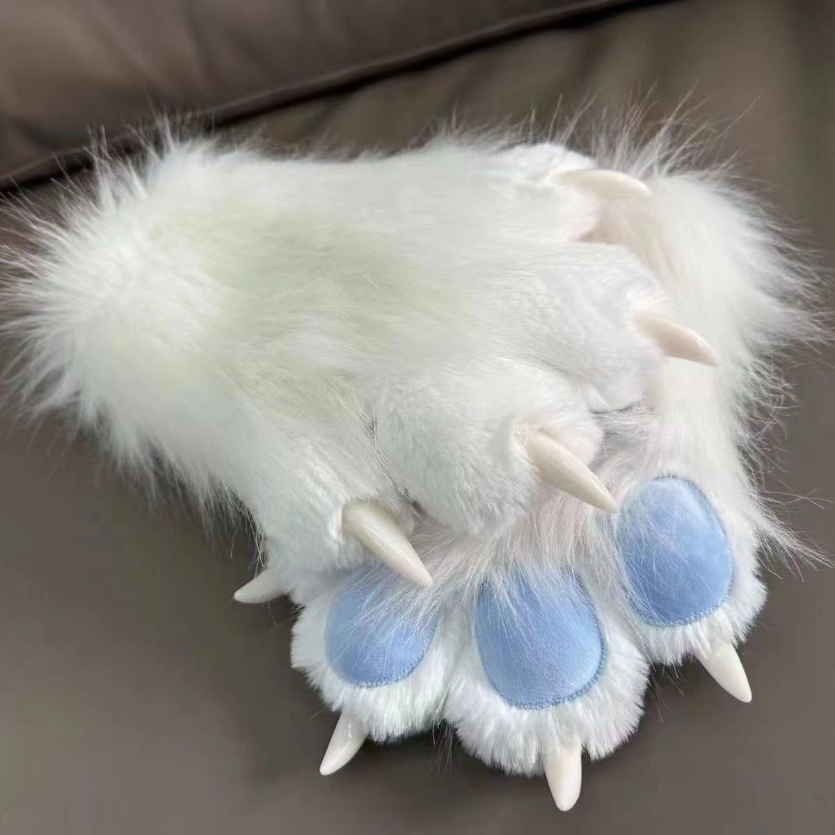 Kig fursuit kigurumi peludo animal garras unhas luvas cosplay traje wearable peludo animal pata cosplay adereços: Azul