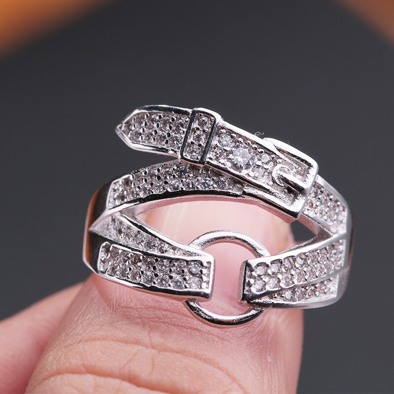 Bijoux moda real prata cor zircon cinto anéis para mulheres boho ajustável antigo anéis anillos