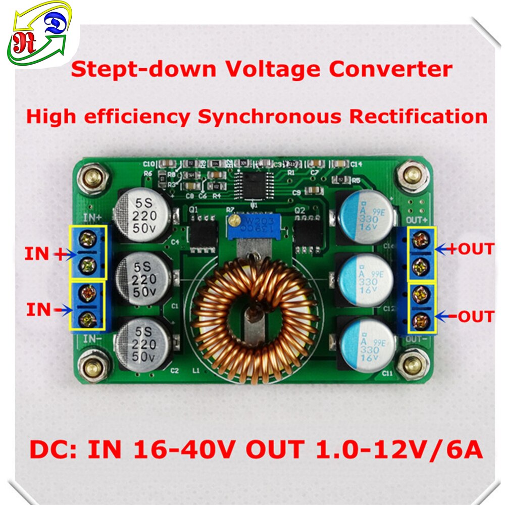 Rd DC-DC Step-Down Hoge Efficiëntie Synchrone 12V/9V 6A Verstelbare Supply Power Buck Converter Voltage regulator