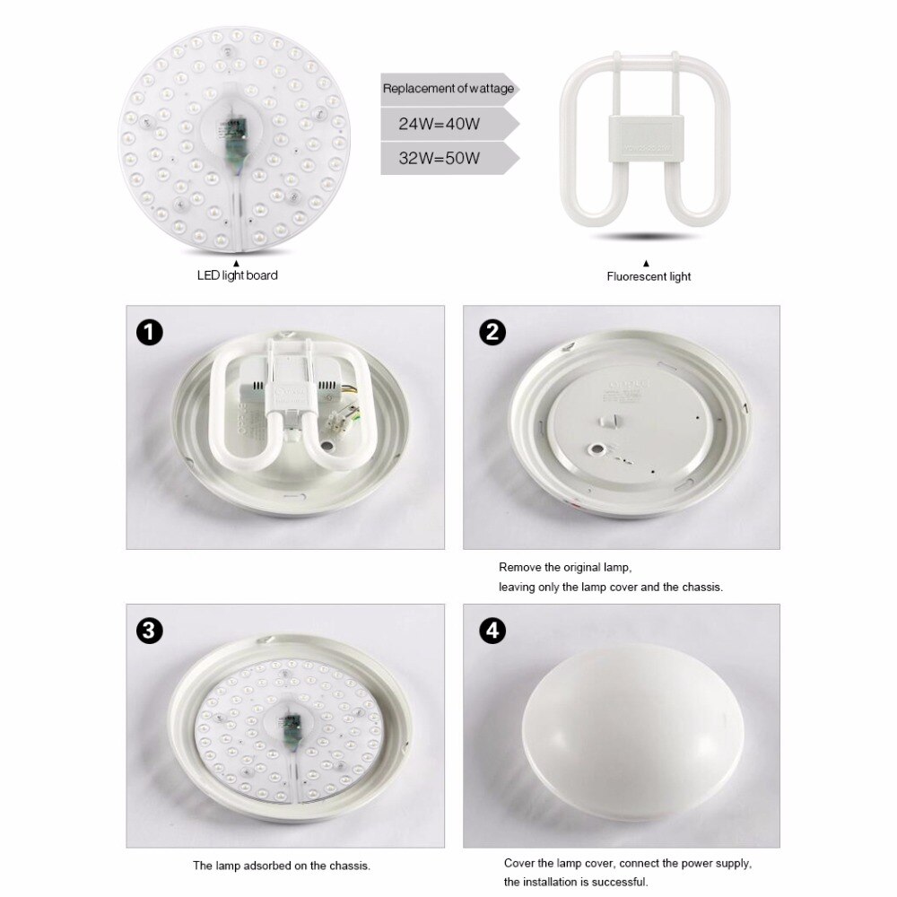 Dimmable LED Ceiling Down light Module 24W 32W 220V CCT Changing LED lamp Source Plate Replace 40W 50W CFL Fluorescent Tube Bulb