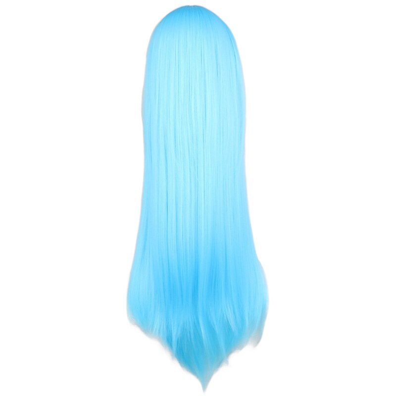 QQXCAIW Long Straight Cosplay Wig Women Costume Party Black Red Ombre Heat Resistant Synthetic Hair Wigs: light blue