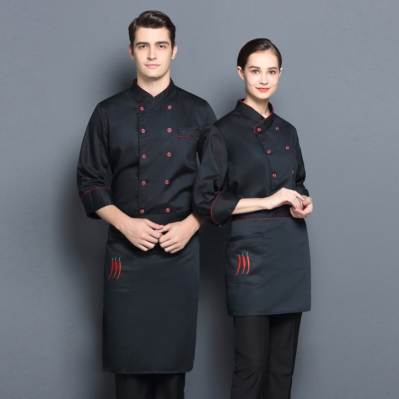 Hotelkoks langærmede qiu dong outfit restaurant spisestue hotelkøkken kokken uniform mand værktøj uniformer