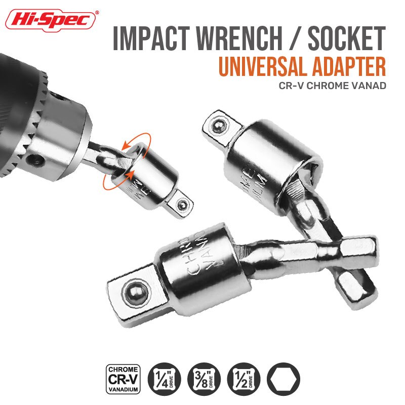 1/4" 3/8" 1/2" Ratchet Wrench Adapter Universal Joint Set Ratchet Angle Extension Bar Socket Adapter for Impact Driver