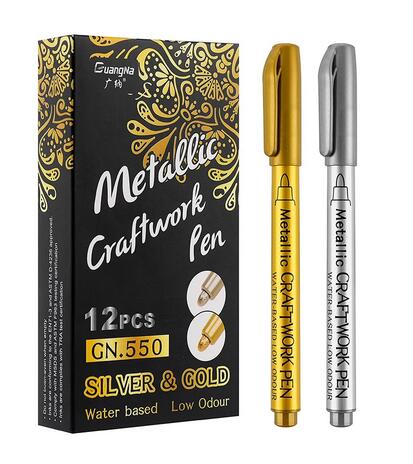 Rotuladores metálicos impermeables para dibujo de estudiantes, marcadores de pintura permanente, color dorado y plateado, suministros para manualidades: Rojo