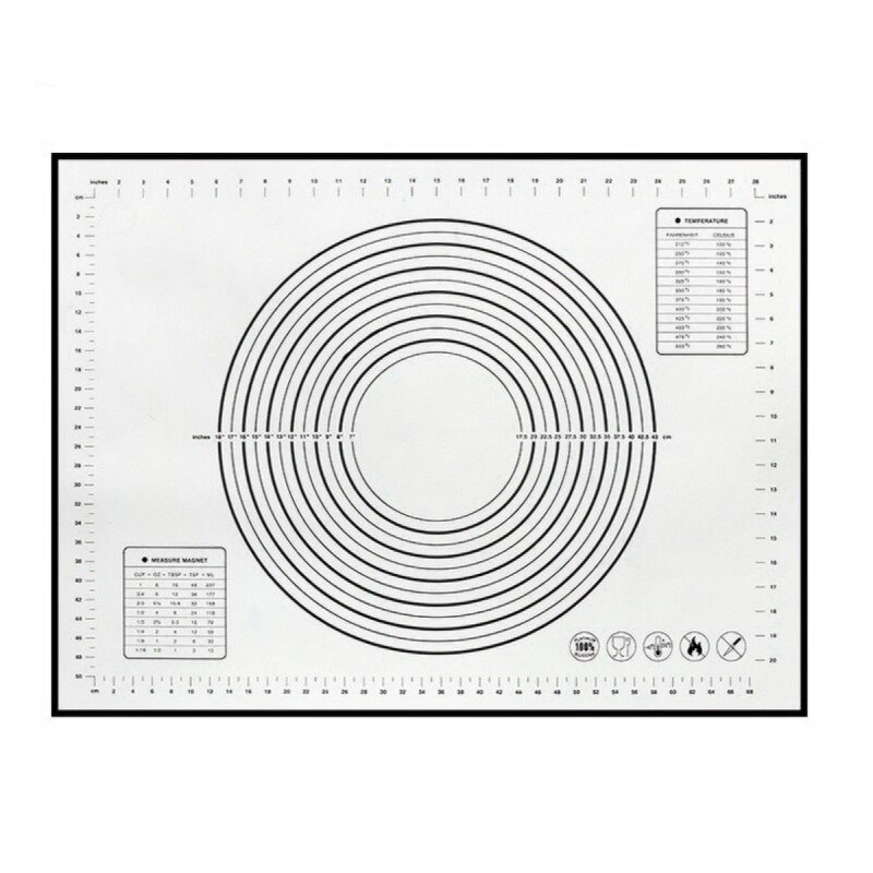 Tapis de cuisson en Silicone avec graduation, tapis de pâte à rouler, tapis de pâte à pétrir, four antiadhésif, accessoires de cuisson, 1 pièce: Black / 60x60cm