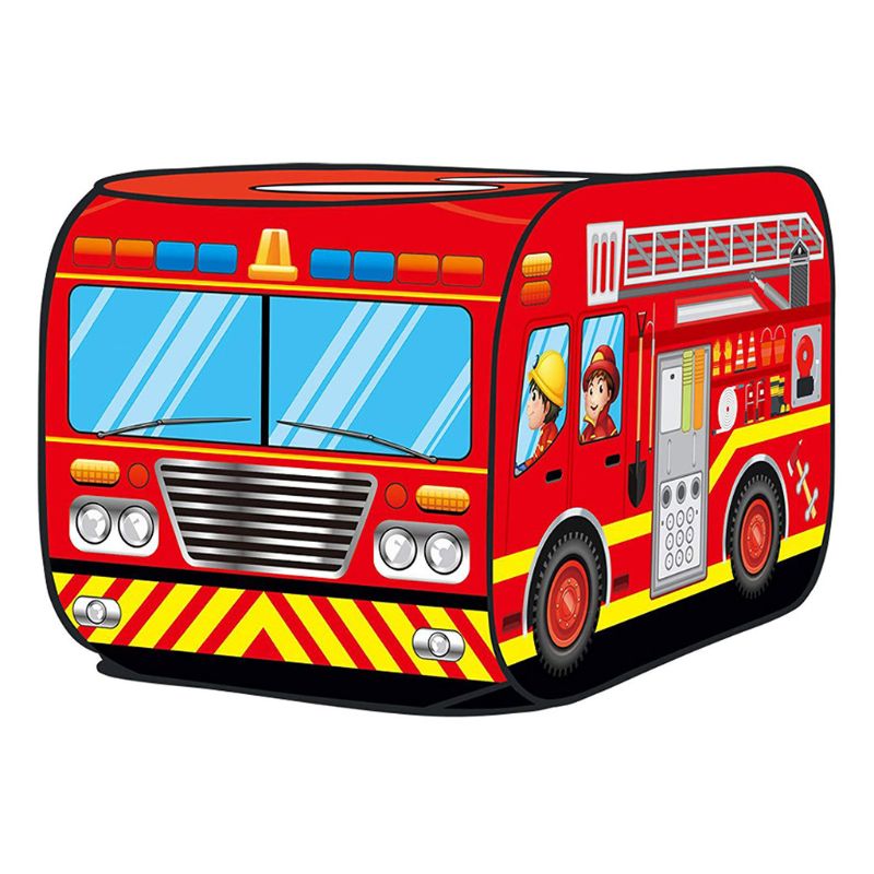 Foldable Play Tent Fire Truck/Police Car Pattern Indoor /Outdoor Playhouse for Toddlers Boys and Girls