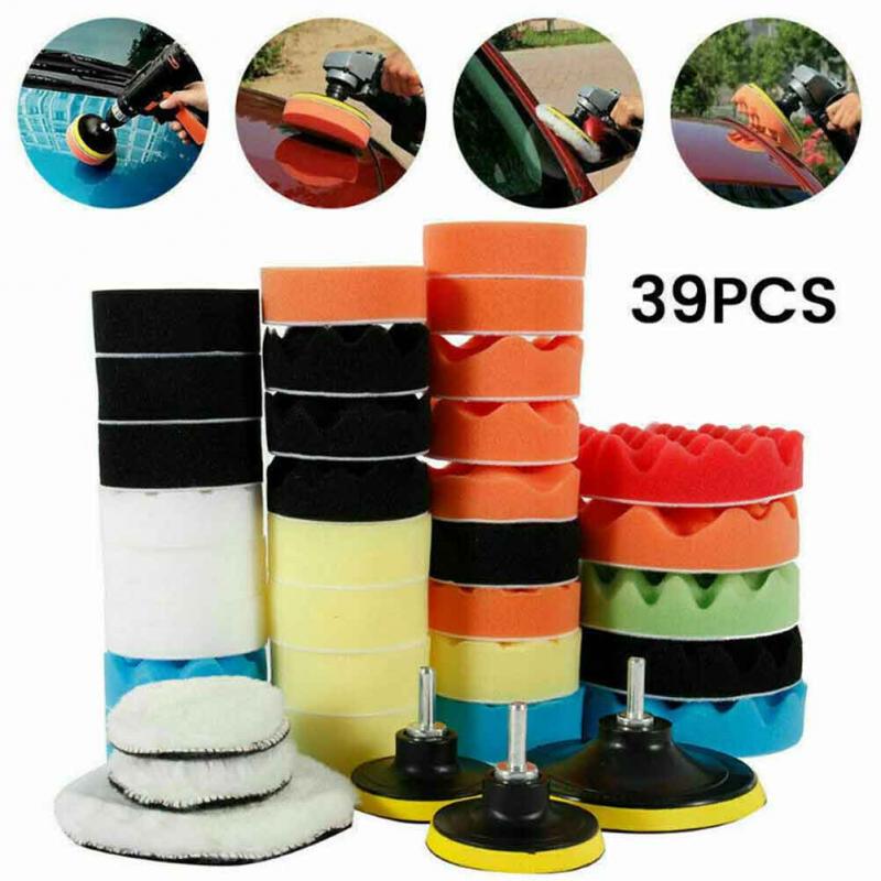 39pcs Soft Maintainance Waxing Gross Buffer Reusable Cleaning Tool Washable Polishing Pad Set Car Polisher Round Drill Sponge