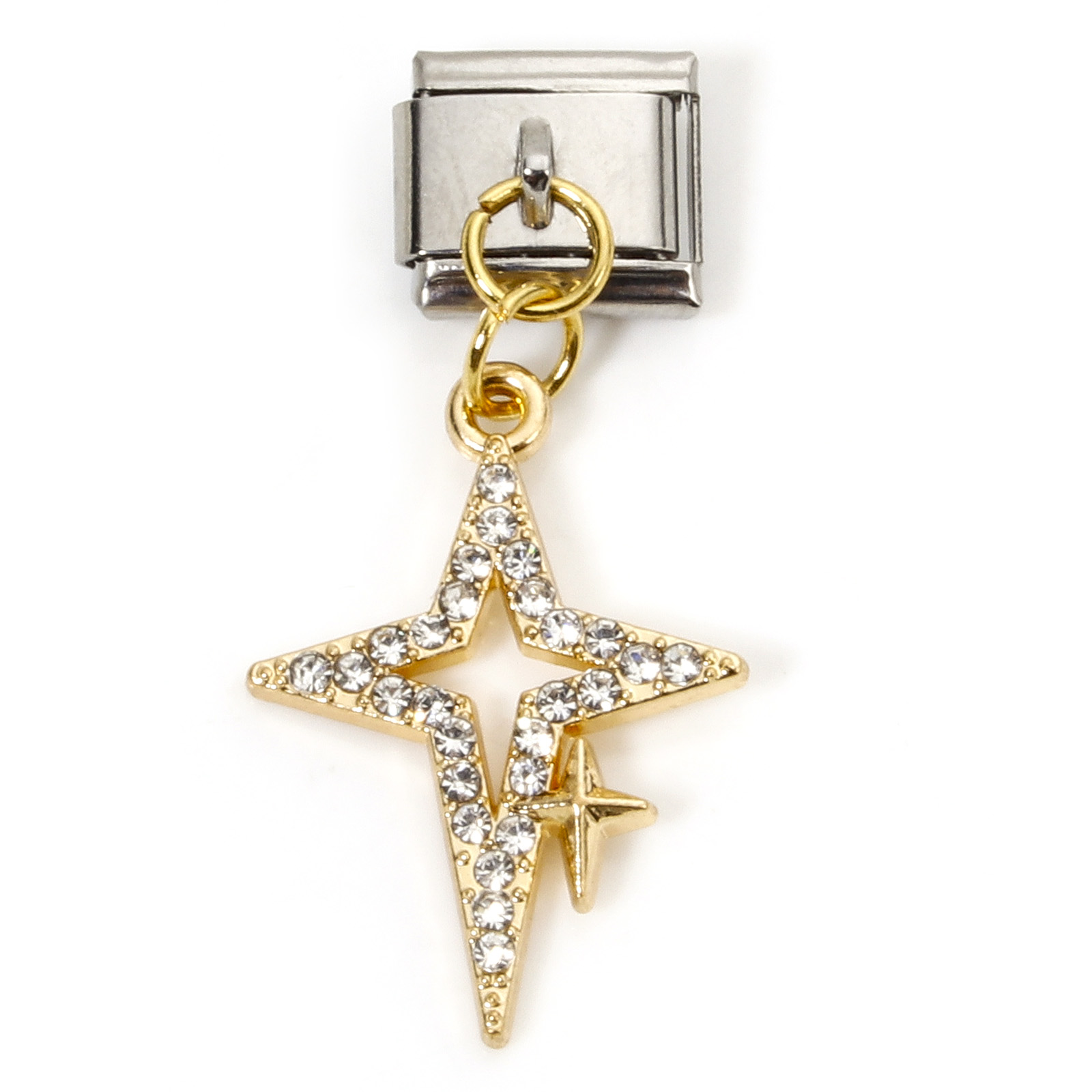 1 Stuk Zink Gebaseerde Legering & Roestvrij Staal Italiaanse Charme Links Voor Diy Armband Sieraden Maken Rechthoek Ster Bedels 10Mm X 9Mm: Black