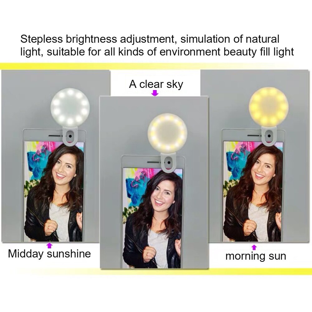 Universal- Selfie LED Ring Blitz hell Tragbare praktisch Tablette Modi LED Füllen Licht Selfie Lampe Leucht Ring Clip Für ph