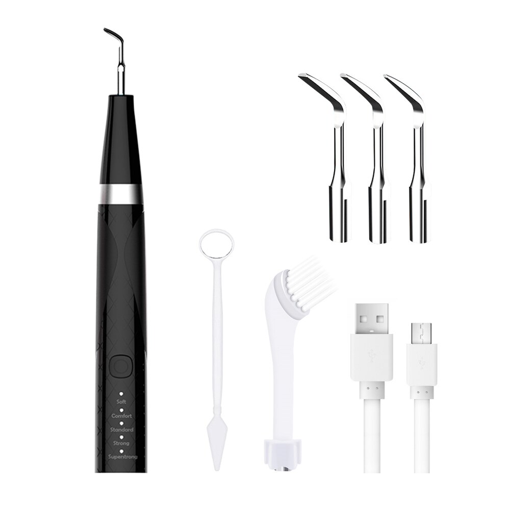 Household UltraSonic Dental Scaler with LED light, Tooth Sonic Calculus Cleaner, Stains Tartar Teeth Remover Oral Hygiene Tools: Brown