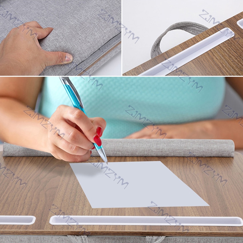 Laptop Schreibtisch Stehen Notizbuch Tablette Knie Runde Schreibtisch Mit Karte Slot Tragbare Knie Tisch Halfter draussen Kopfstütze Büro Nickerchen Kissen