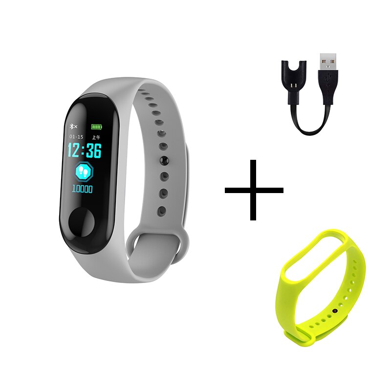 M3 Color Screen Men's Smartband Heart Rate Blood Pressure Mode Sleep Monitoring Multiple Reminders IOS Android Smart Watch: G Grass green