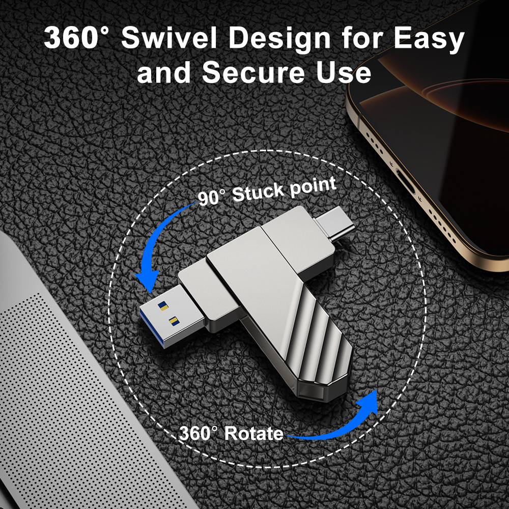 KOOTION U600 450MB/s High Speed USB 3.2 Portable USB TYPE C Flash Drive 512GB 256GB 128GB Dual USB Drive Swivel Thumb Drive