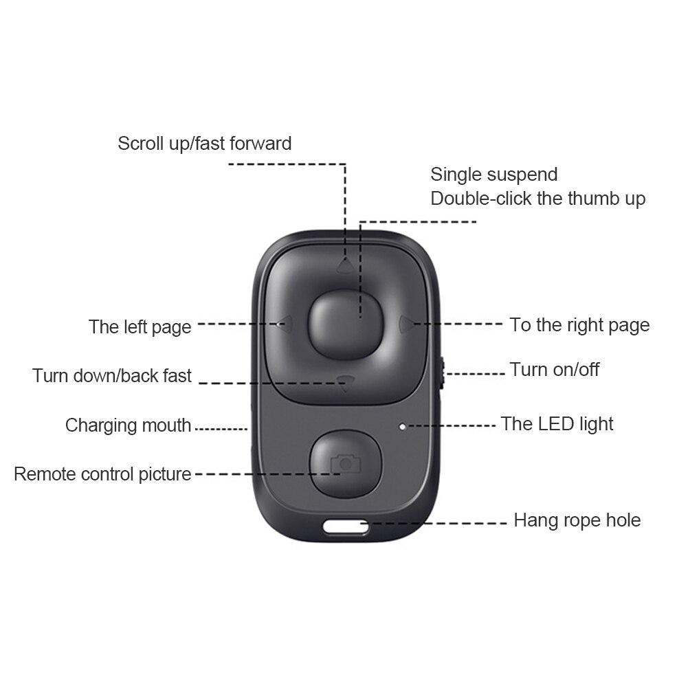 Mini Wireless Selfie Remote Control Bluetooth-compatible Shutter Release Button Camera Phone Self-timer Page Turning Controller