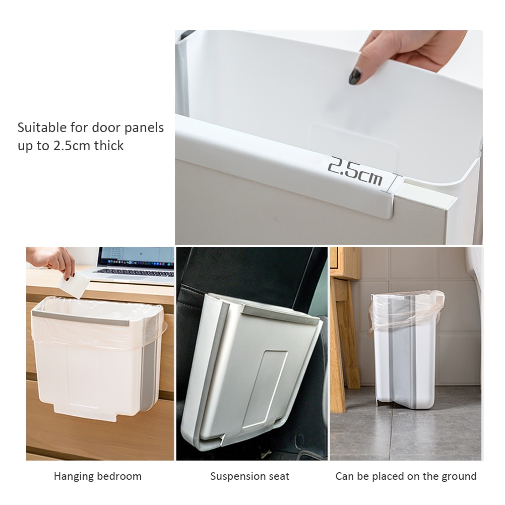 Pliable Poubelle Cuisine Poubelle Suspendue Pliable Poubelle pour Porte D'armoire Voiture Pressage Mural Storeage De Seau