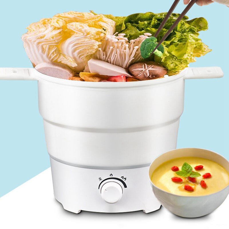 Foldable Electric Frying Pan Kettle Heated Food Container Heated Lunch Box Cooker Portable Multifunctional Thermal Cooker EU Plu