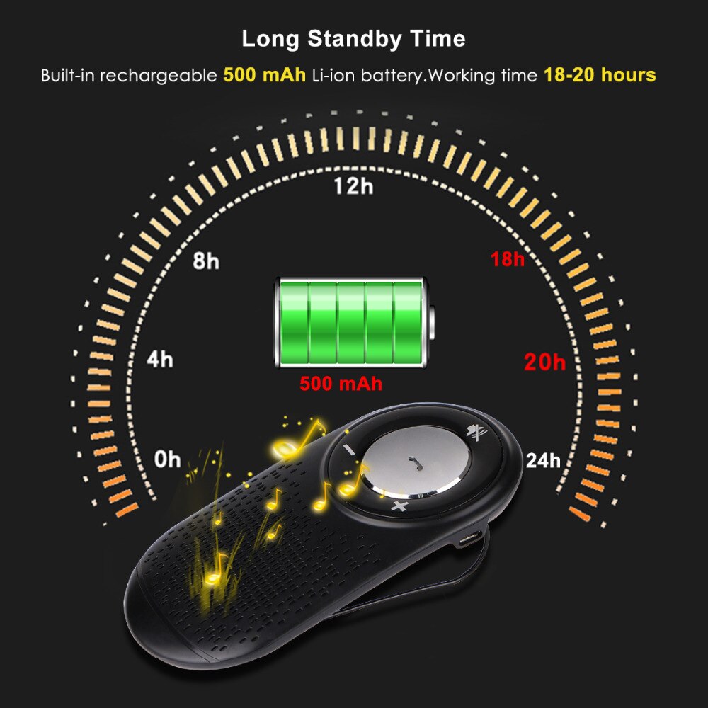 Handfree Bluetooth Car Kit MP3 Player Bluetooth 4.1 EDR Siri Car Bluetooth Handsfree Kit Support 7 Languages 2 Phone Auto On&amp;OFF