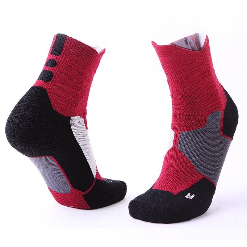 Brothock basketball socken strümpfe professionelle elite engen training handtuch dicken schweiß-saugfähigen sport socken männliche strümpfe: Dark Red