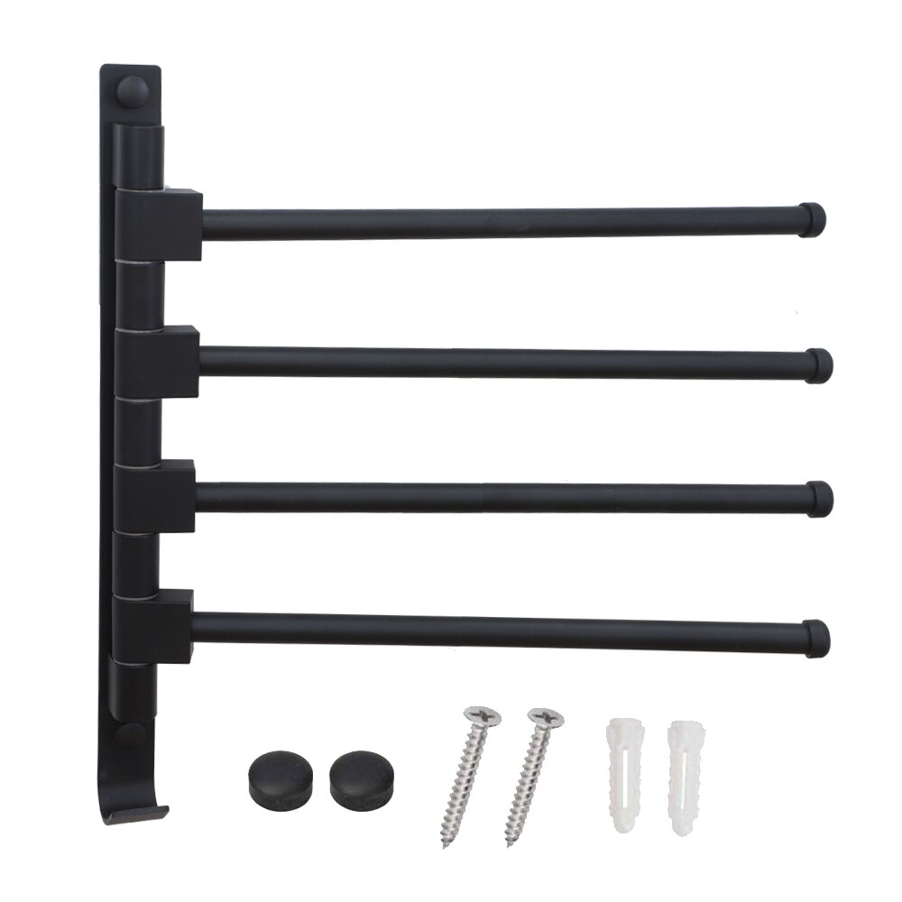 Toallero de baño con 3/barras 4/5 movibles, estante moderno Simple para accesorios de baño, color negro: B Four Towel Bar