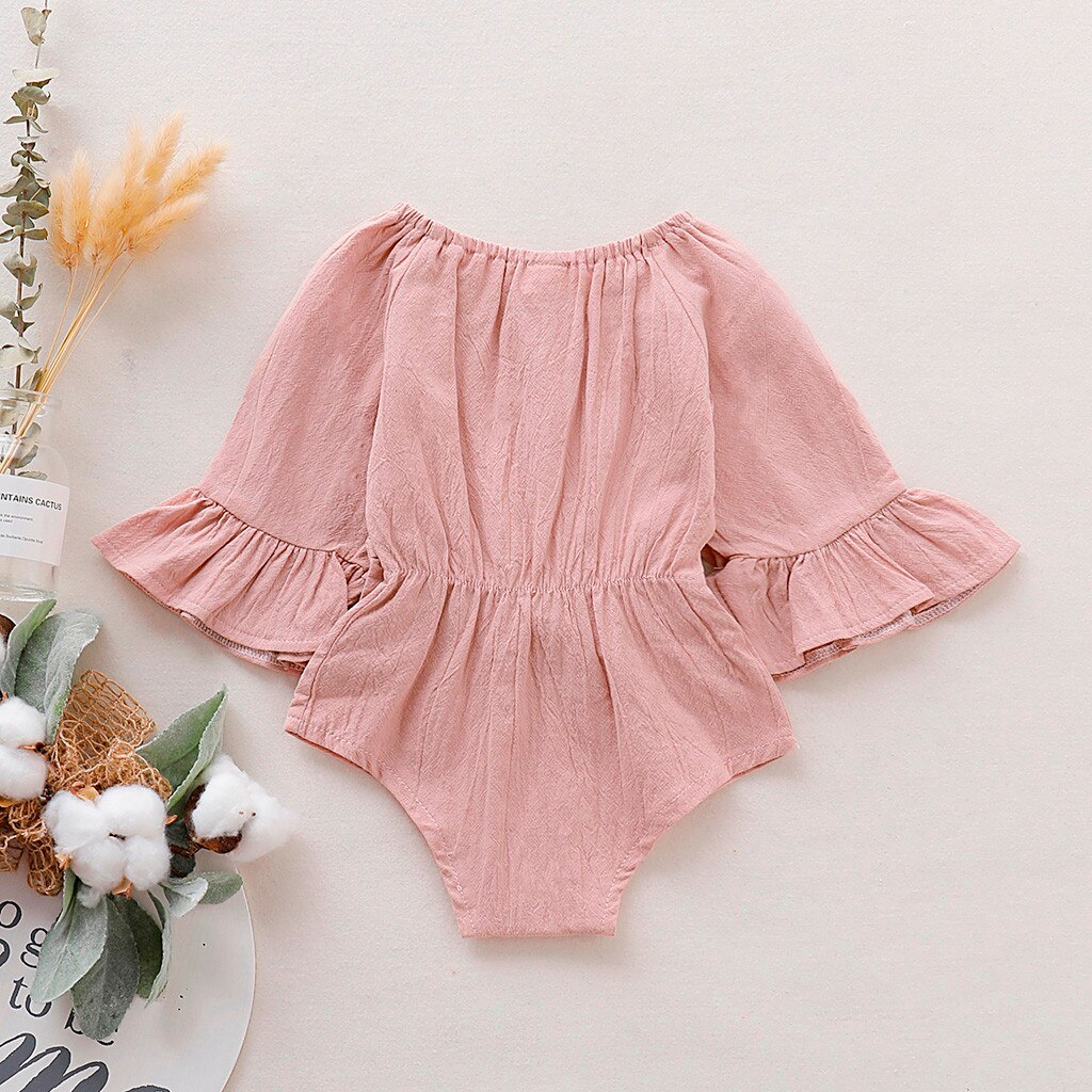 Sommerkleidung für babys, neugeborene, säuglinge, mädchen, bodys mit schleife, ausgestellte langarm-jumpsuits, Outfits mit schleife, spielanzüge.