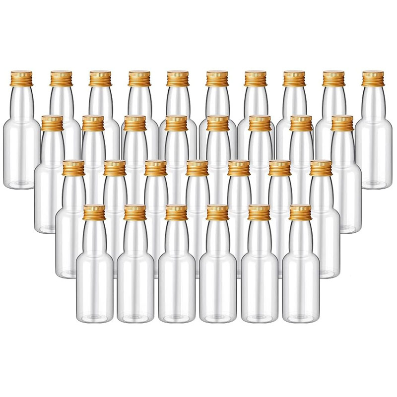 5Stck 30ml-150ml Leere Klare Kunststoff Mini Schnaps Flaschen Tragbare Nachfüllbare Trinken Container Für Saft wein Alkohol Hochzeit Party: Gold / 60ml