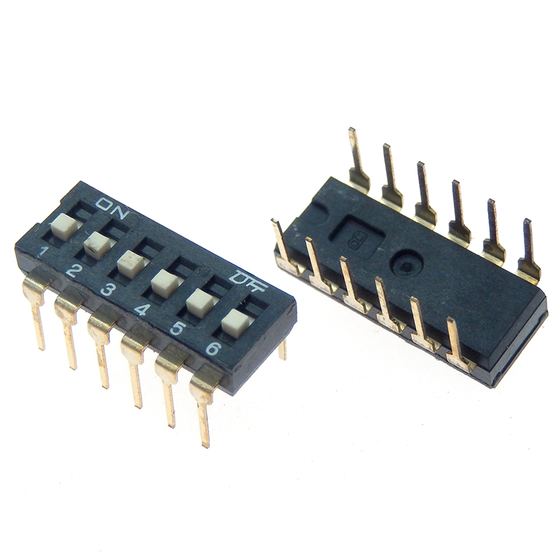 10pcs/lot Slide Type SMT SMD Dip Switch, 2.54mm Pitch 2 Row 4 Pin 2 Position / 8 pin 4 Position / 16 pin 8 Position: Silver