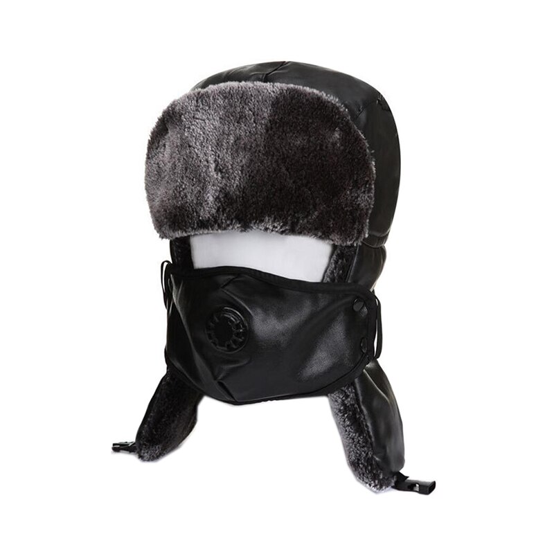 unisex bomber hat winter fur earflap brown caps ushanka hats cap bomber hat Ear helmet for mens and women pu leather ushanka
