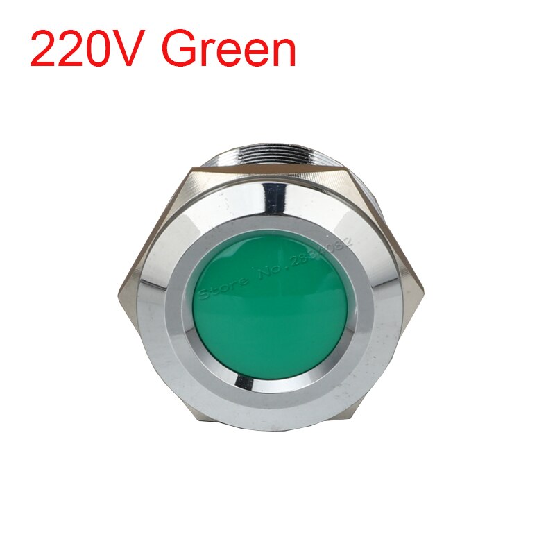 25mm Metal Indicator light LED Signal Lamp Car Boat Pilot Panel Signal Light 6V 12V 24V 220V 110V IP65 Waterproof Warning light: 220v Green