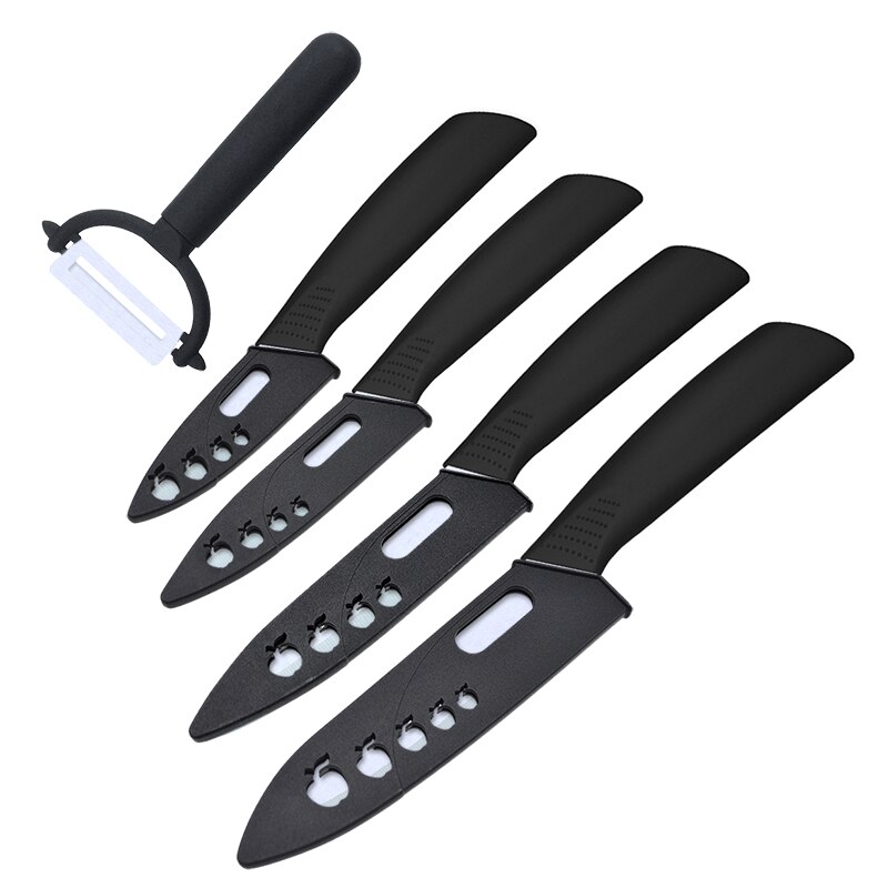 TONIFE Ceramic Knives Kitchen Knives 3 4 5 6 inch Chef Knife Cook Set+Peeler Zirconia Blade With Sheath: 3456P-WH