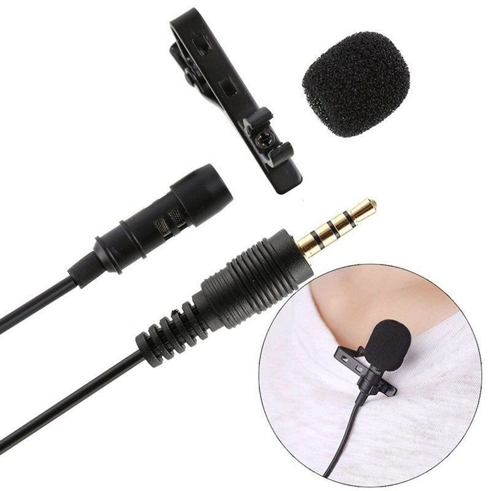 3.5mm Mini Clip-On Lapel Microphone Lavalier Handsfree Condenser Microphones Wired Mic For Speaking Speech Phone