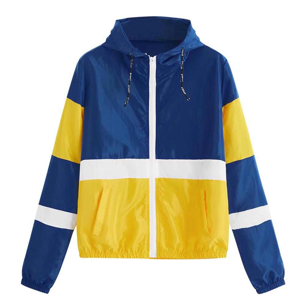Chaqueta con capucha para mujer, ropa deportiva de manga larga de retales, peleles finos con bolsillos y cremallera, abrigo deportivo, chaqueta informal de Fitness para exteriores