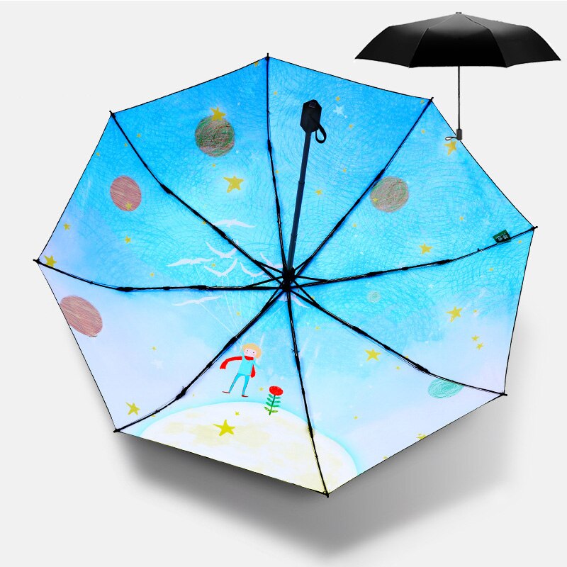 Vijverkarpers printen dames dames regen- en zonneparaplu 3 opvouwbare 8 baleinen zonnescherm uv-bescherming paraplu's guarda chuva: 10