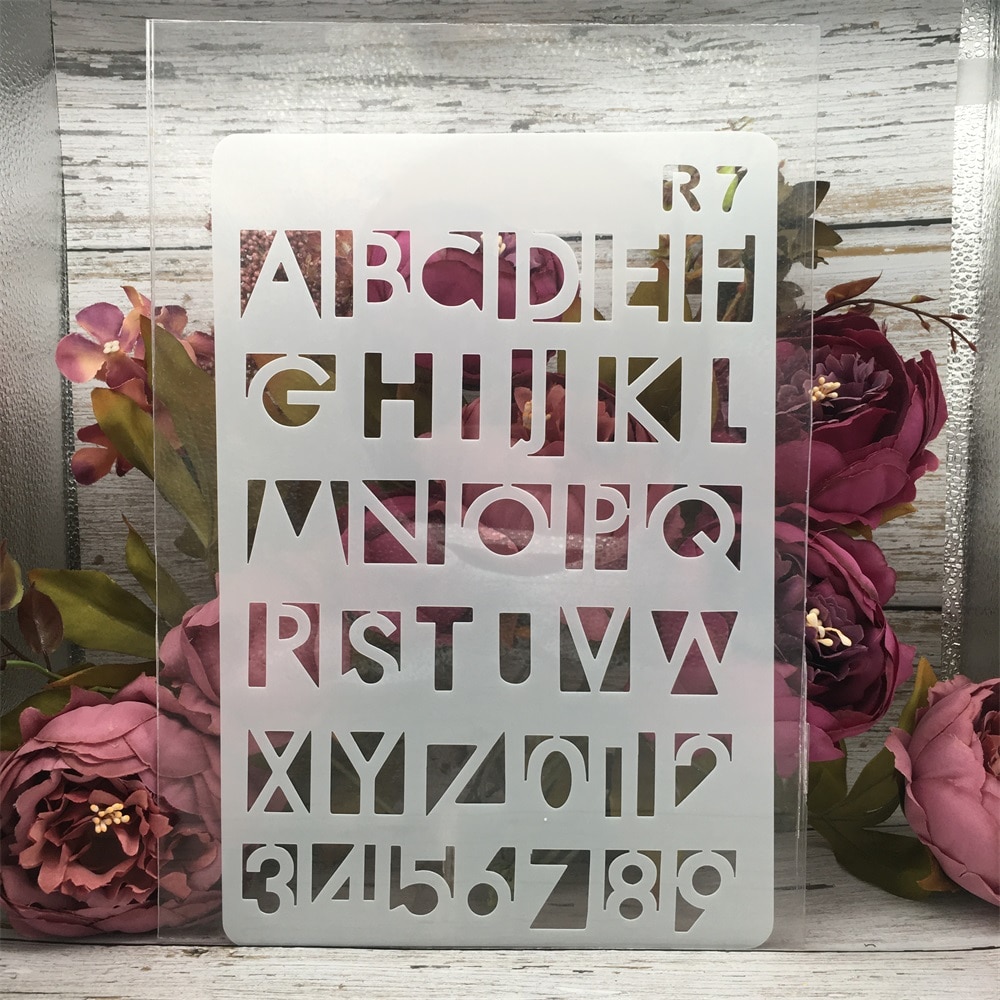 1Pcs 26*17cm Alphabet Letters 12 DIY Craft Layering Stencils Painting Scrapbooking Stamping Embossing Decor Card Template