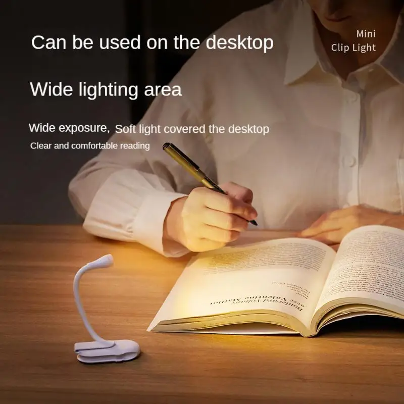1-2 stk. bærbare led-boglamper usb-genopladelige øjenbeskyttelsesnatlampe mini 360 ° klips-på skrivebordslæselampe rejsesoveværelse