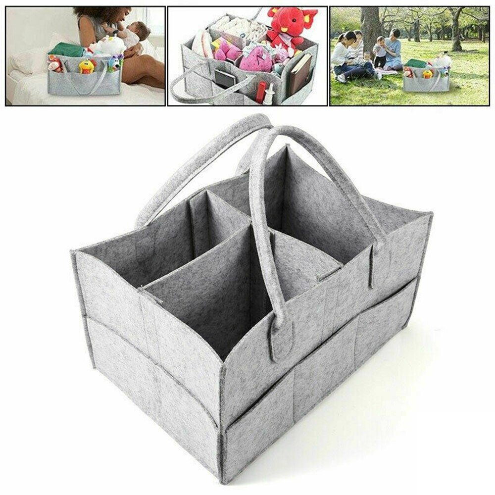 Luiertas van vilt, luiertassen, luiertas, handtas, opbergtas, reistas, grote capaciteit, baby-automand, draagbare houder, essentials