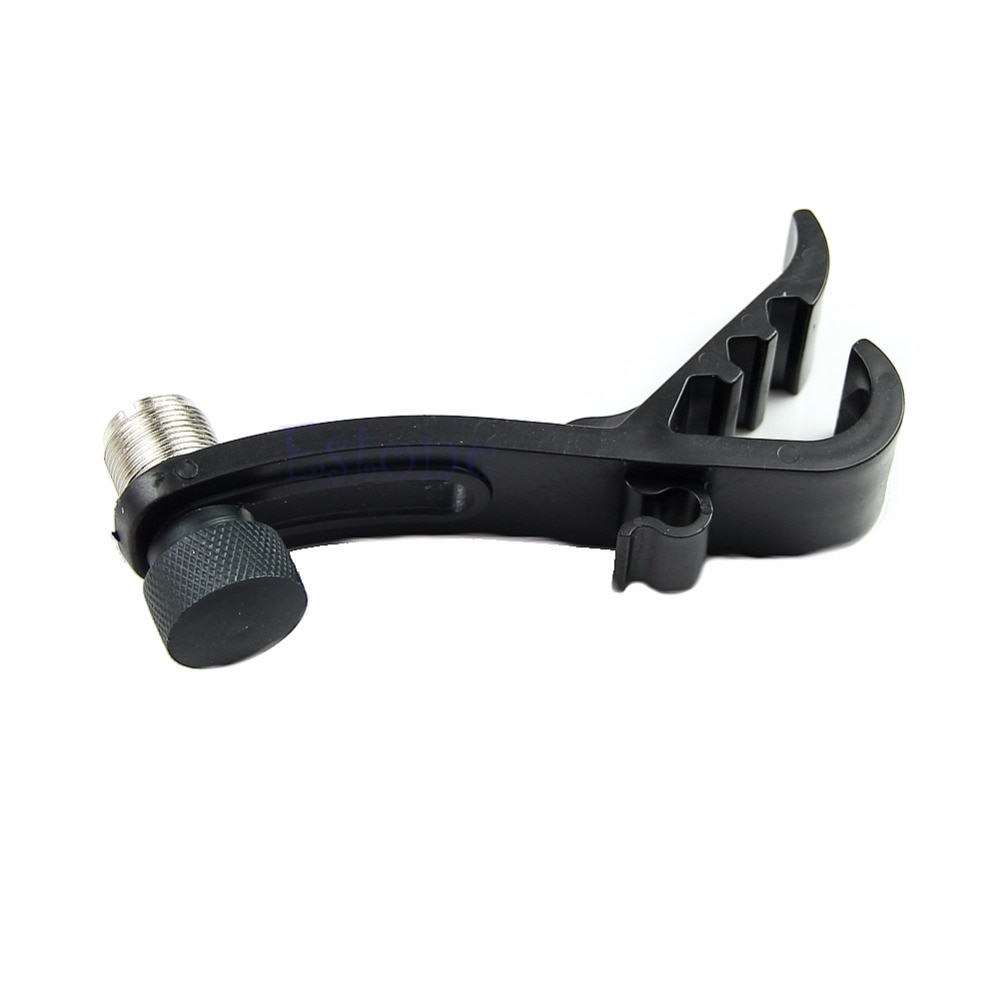 Drum Microphone Mic Rim Clamp Holder - Toms, Snare and Percussion Clip Black