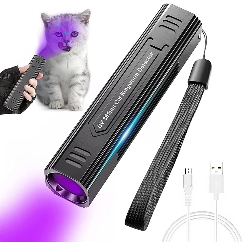 Linterna UV de luz negra 594C para detección de ropa de mascotas, Detector de manchas secas y insectos de cama, gusano de anillo para gato, detección de gasolina