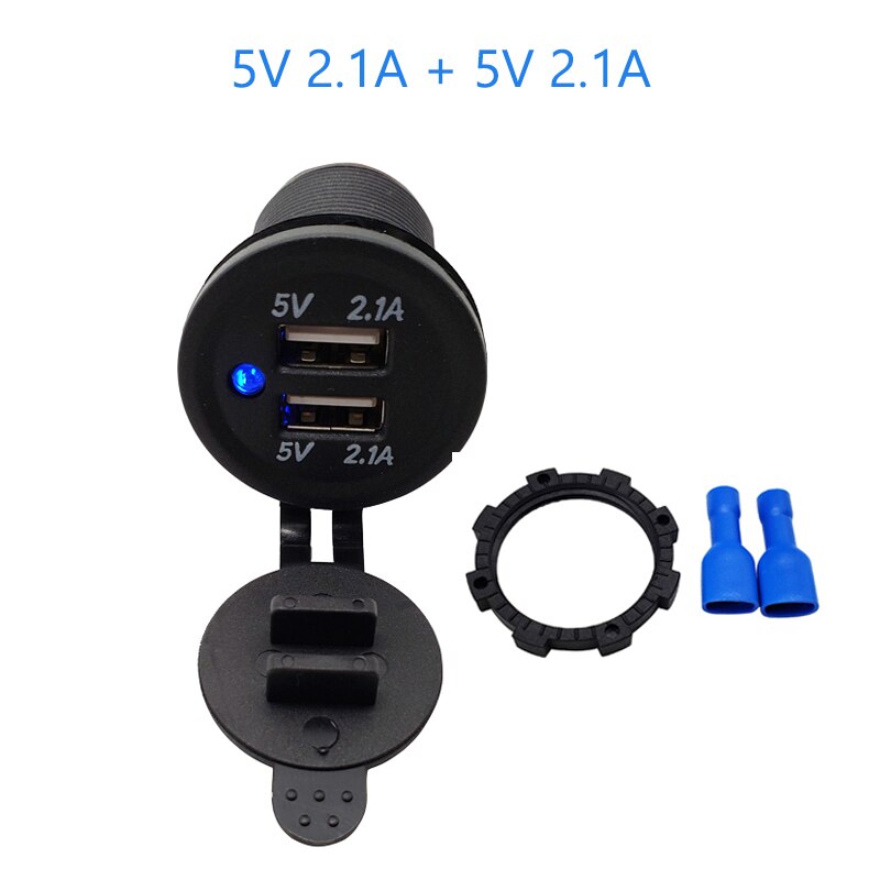 Dual Auto Usb Adapter Oplader Voor Motorcycle Auto Truck Atv Boot Mini Auto Charger Sigarettenaansteker Auto-Oplader 12V 24V: 1