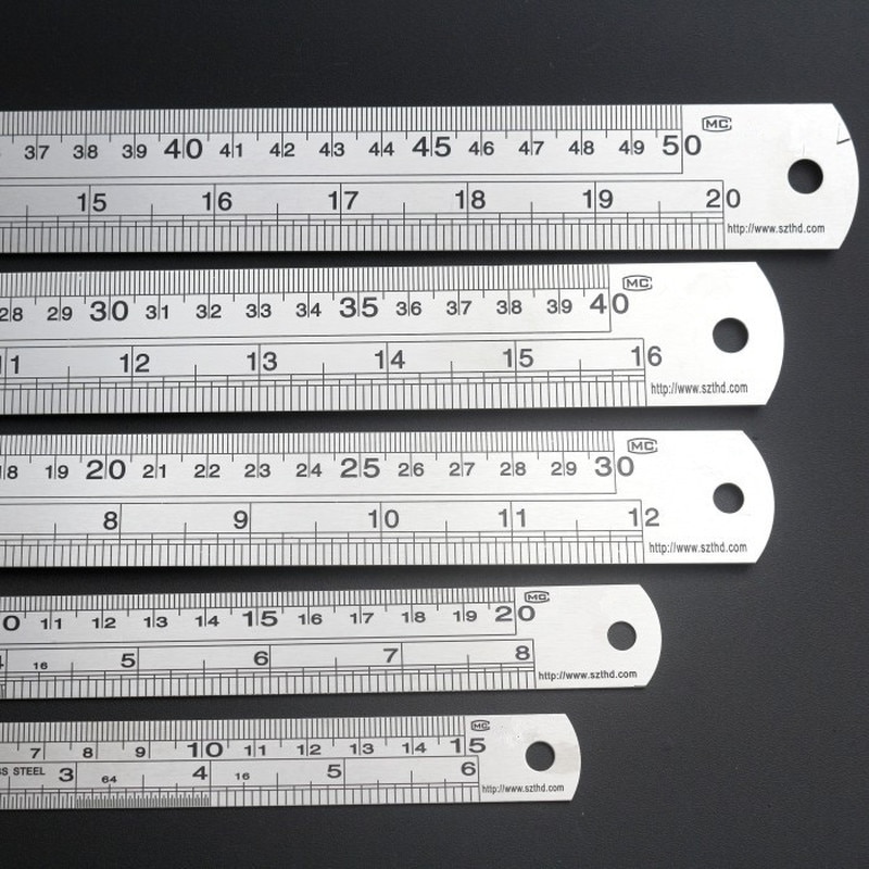 Metal Stainless Steel Scale Metric Ruler Centimeter Inches Straight Ruler Precision Measuring Tool Office Hardware Gauging
