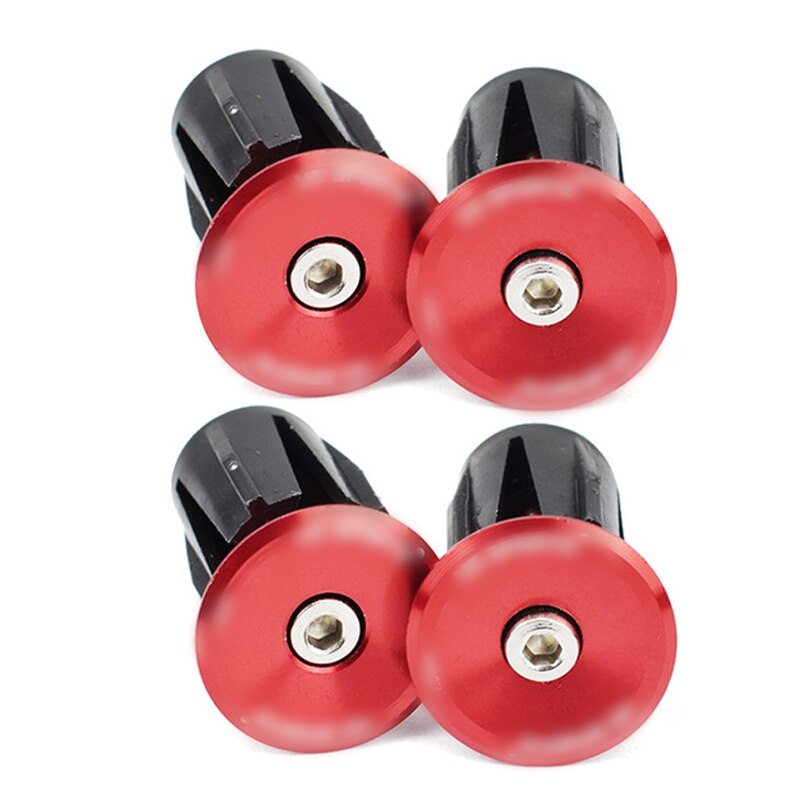 2 Pairs Bike Grip Handle Bar End Cap Aluminium Alloy MTB Handlebar Grips Plugs Caps For Bicycle Handlebar Accessory: 2 pairs red