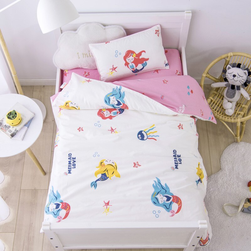 3 stk bomuldsseng sengelinned sæt tegneserie baby sengetøjssæt inkluderer pudebetræk lagen dynebetræk uden fyldstof: 5