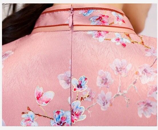 Stand Lead Pink Chinese Cheongsam Dresses Surplice Self-cultivation Cheongsam China Wind 4XL Plus Size Chipao