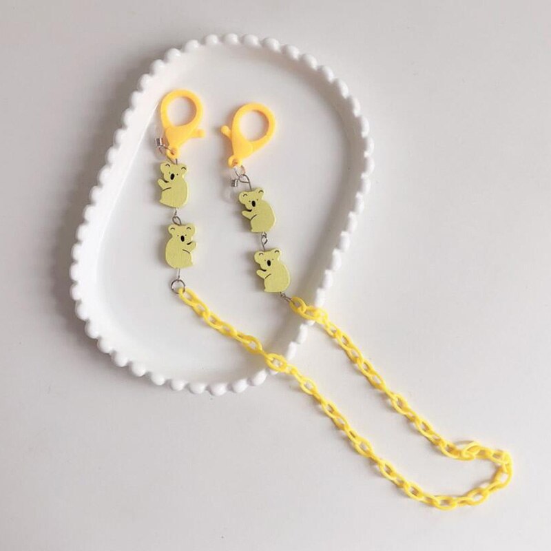 Cadena colgante de Koala para gafas de sol para mujer, cadena de cuentas para mascarillas, colgante, a la: YELLOW