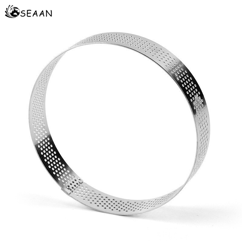 Seaan 1 Pc 6/7/8/10 Cm Ronde Geperforeerde Ademende Mousse Cake Ring Rvs Cake Ring Cake tool Ademend Taart Ring