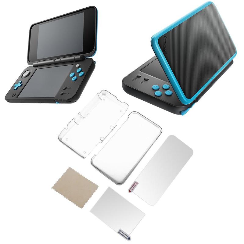 LCD Protezione Dello Schermo Trasparente di Protezione Della Copertura Della Cassa + 2X Pellicola di Schermo + 1 X Panno Pulito per Nintendo NEW 2DS XL